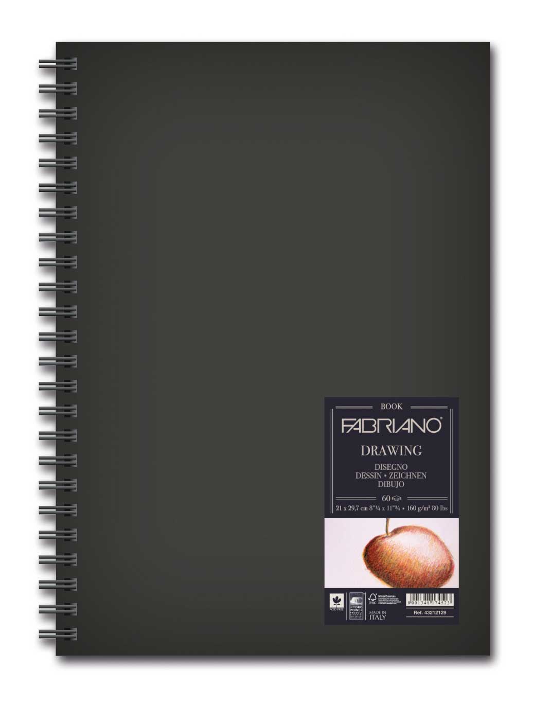 Cuaderno Fabriano Black Drawing Book Anillado Lado Largo En Gr X H